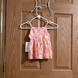 Floral Pink and Orange Sleeveless Dress